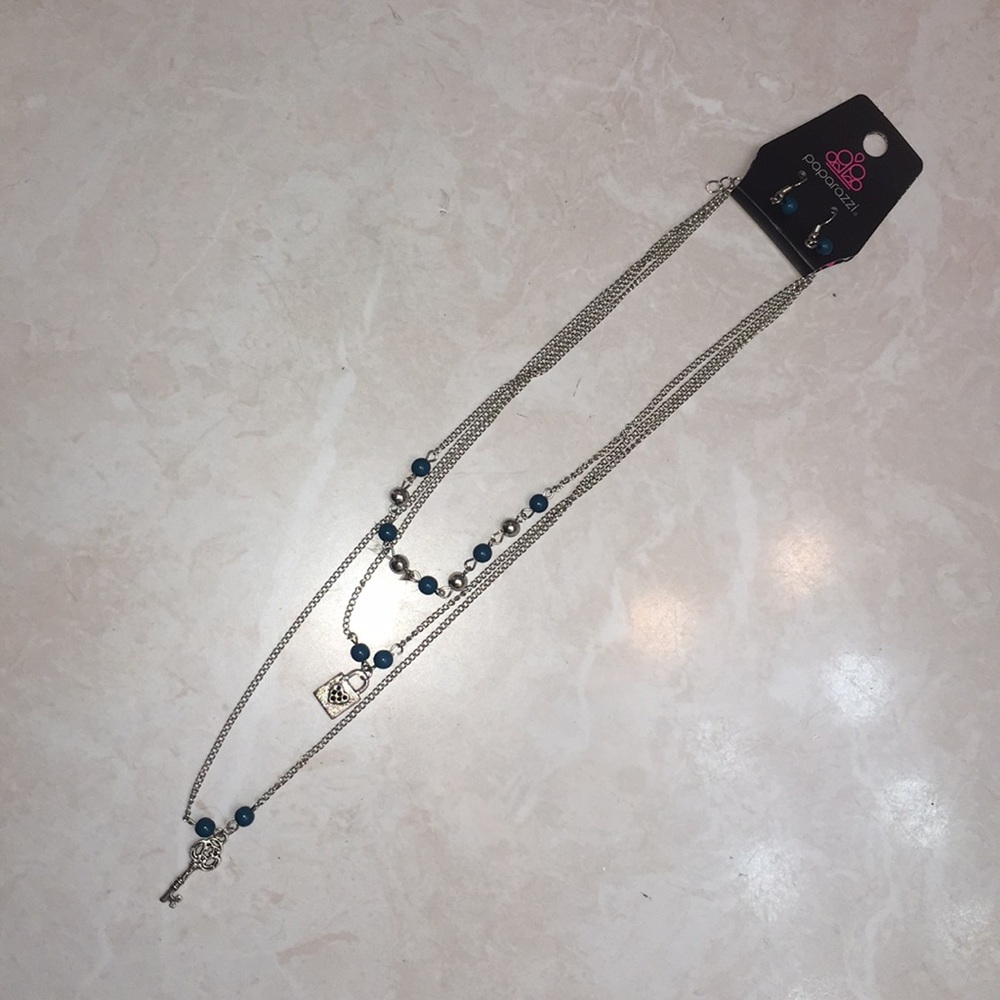 Lock & Key Necklace with Matching Earrings